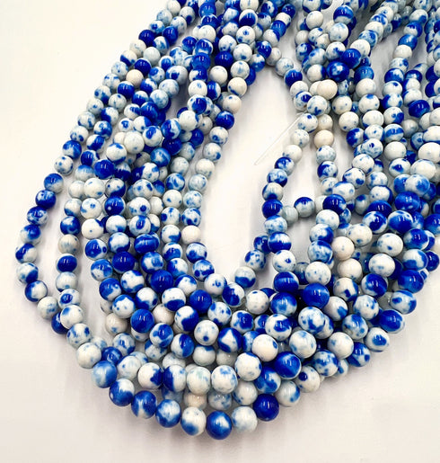 Blue Rainbow Turquoise Jade Beads, 6mm, Round